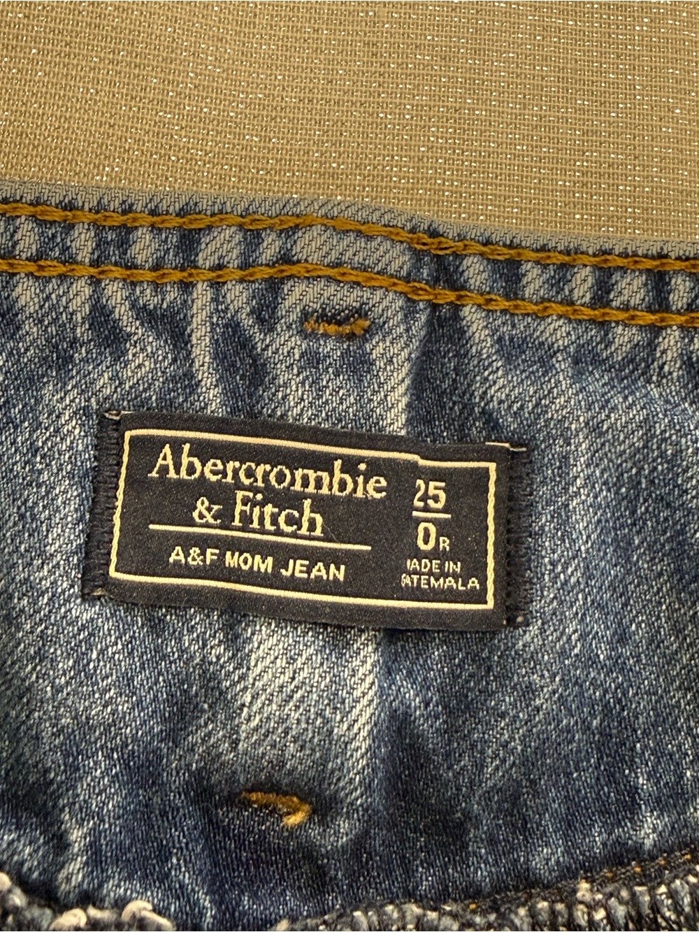 Abercrombie & Fitch Mom Jean Blue Straight-Leg Tie-Waist Denim size 25 / 0 - Picture 3 of 8